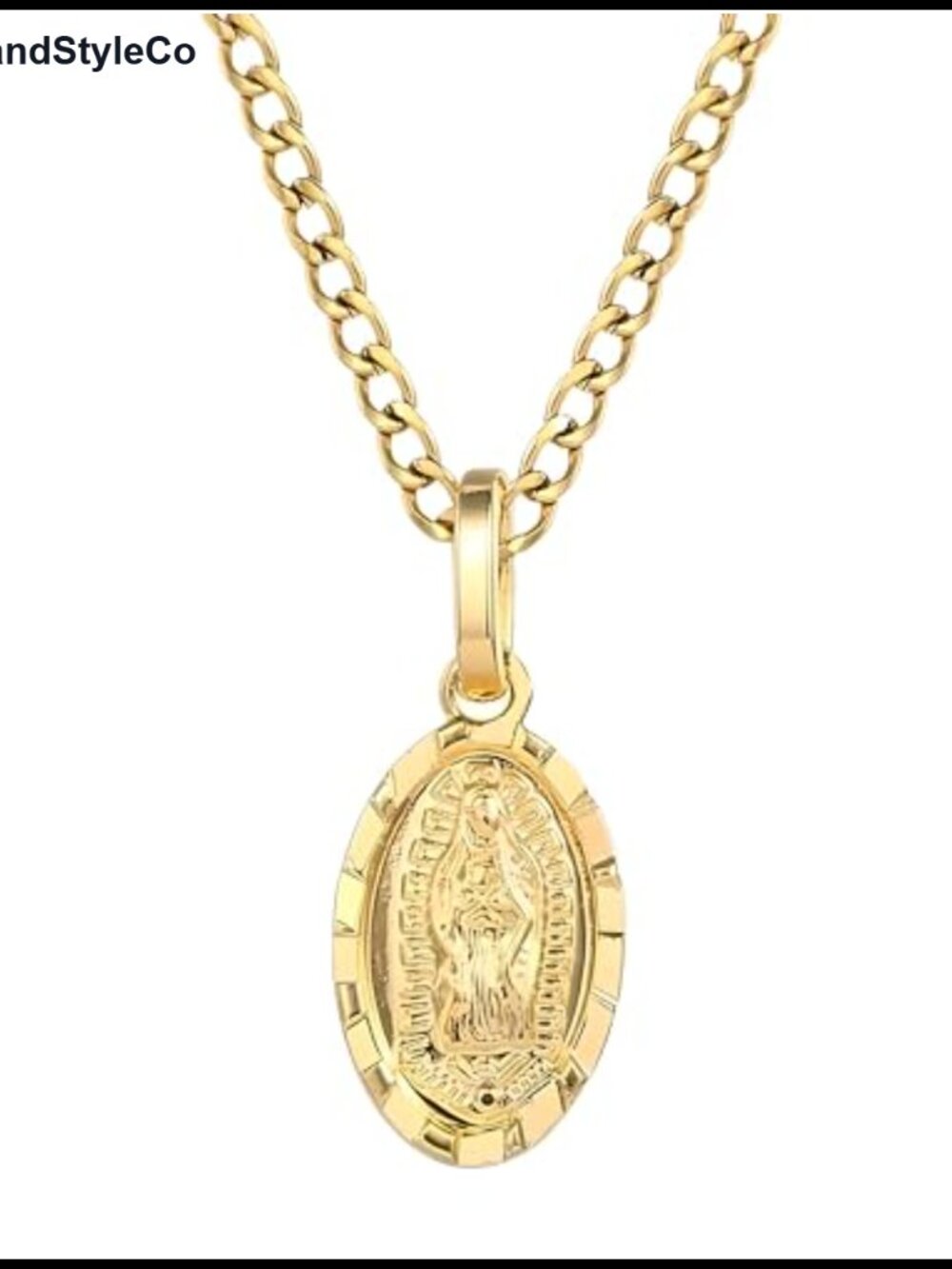 18K Yellow Gold Plated Virgin Mary Pendant Necklace Religious Jewelry